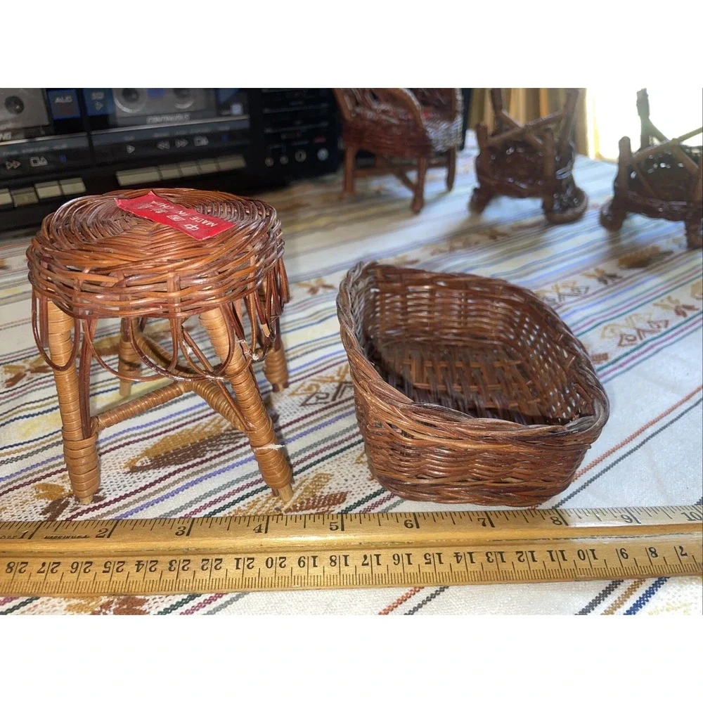 5 Piece Rattan Wicker‎ Doll Furniture Set